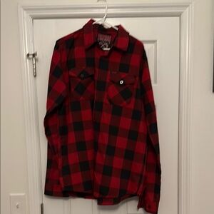 DIXXON Red and Black Plaid Casual Button Down Shirt